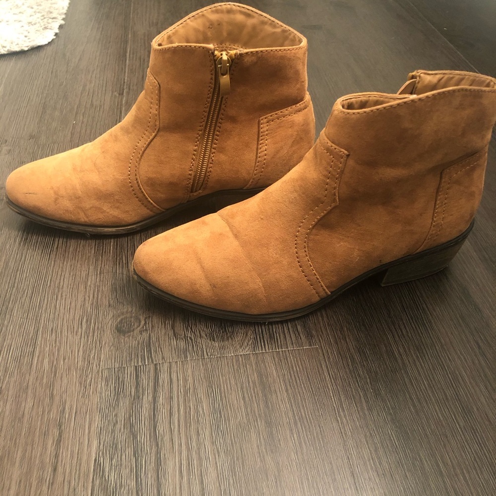 Tan suede booties